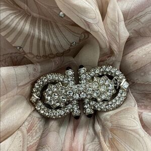 Salvatore Ferragamo Dress with Silver Brooch Crystal Embellishments